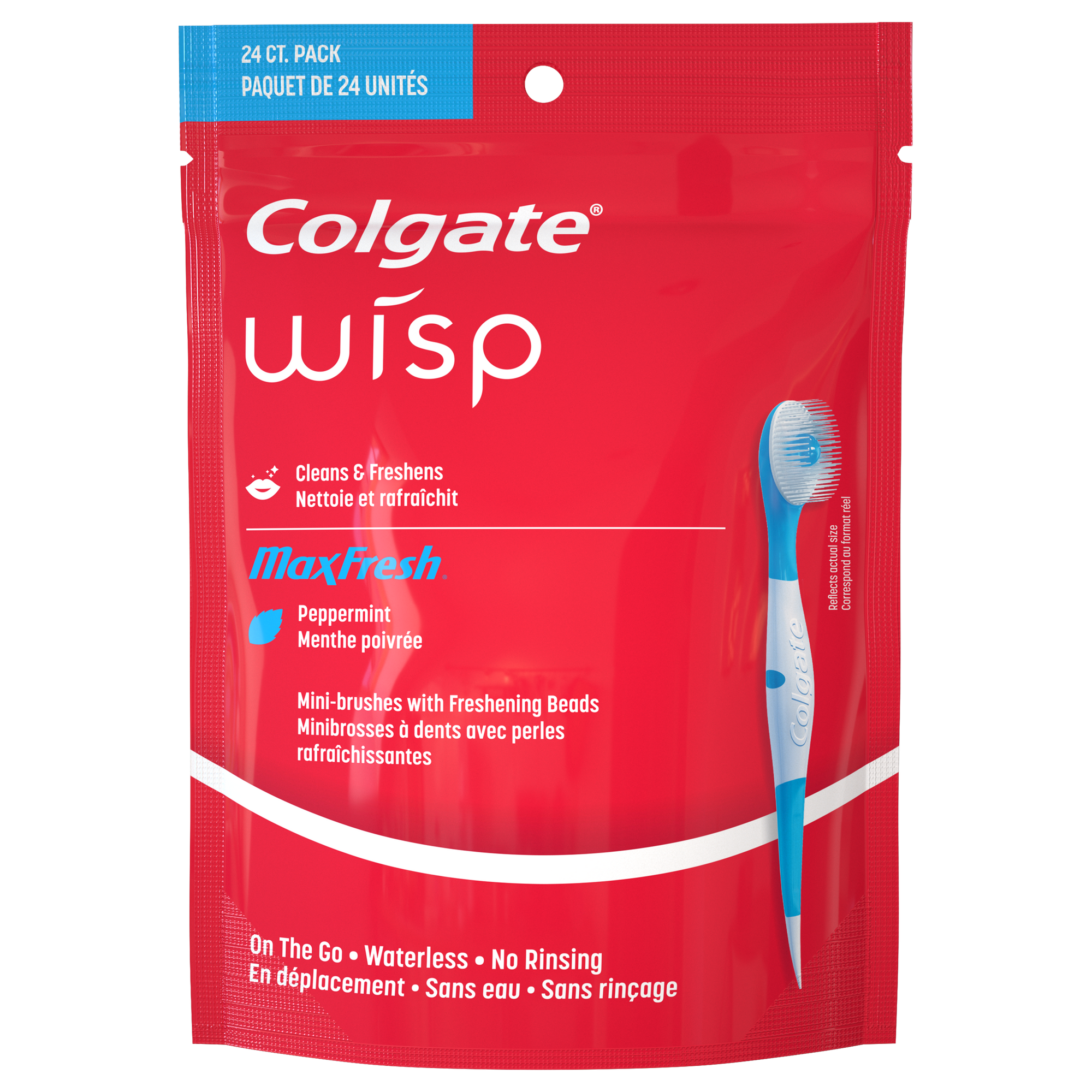 Одноразовые мини-зубные щётки для свежести Colgate Max Fresh Wisp Disposable Mini Travel Toothbrushes, Peppermint - 24штуки