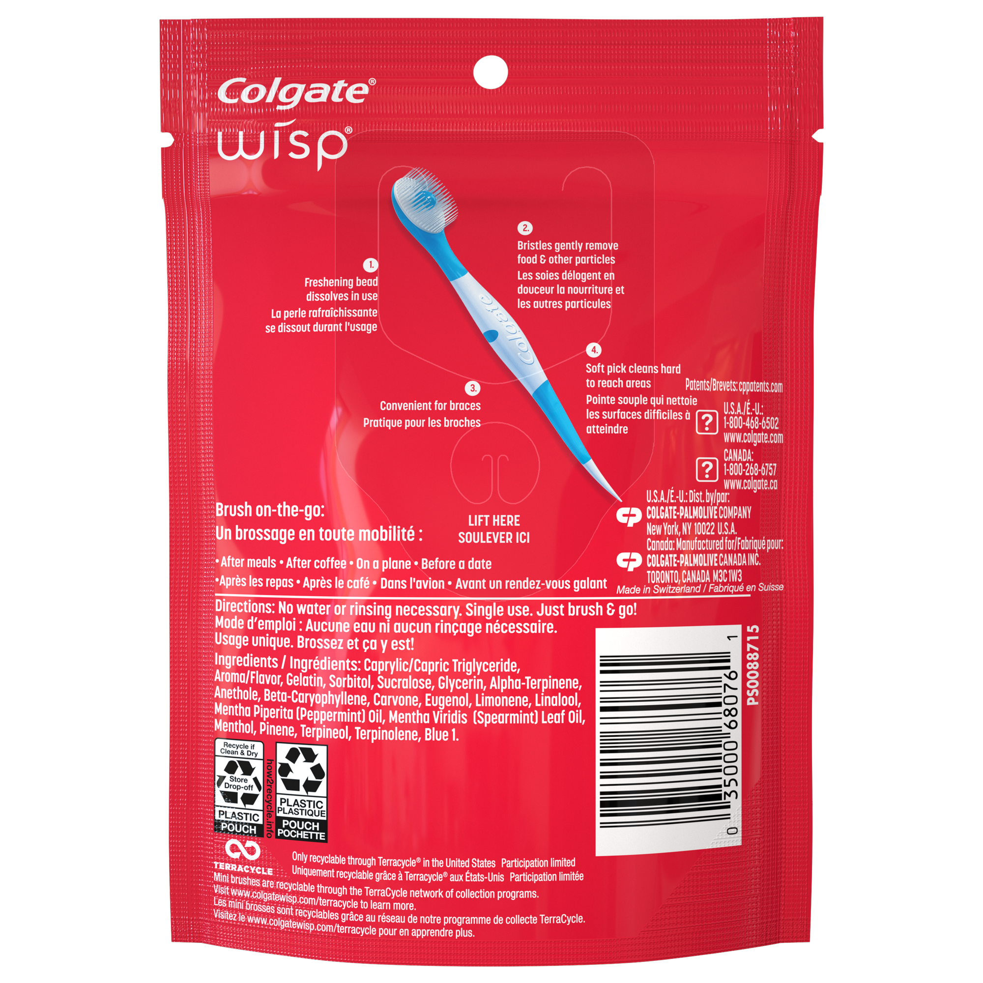 Одноразовые мини-зубные щётки для свежести Colgate Max Fresh Wisp Disposable Mini Travel Toothbrushes, Peppermint - 24штуки