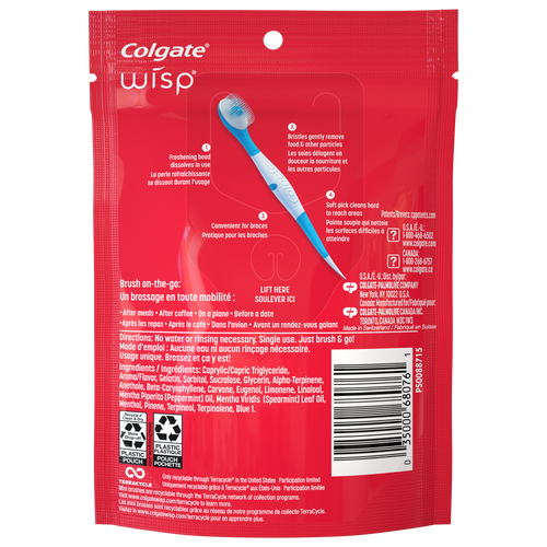 Одноразовые мини-зубные щётки для свежести Colgate Max Fresh Wisp Disposable Mini Travel Toothbrushes, Peppermint - 24штуки